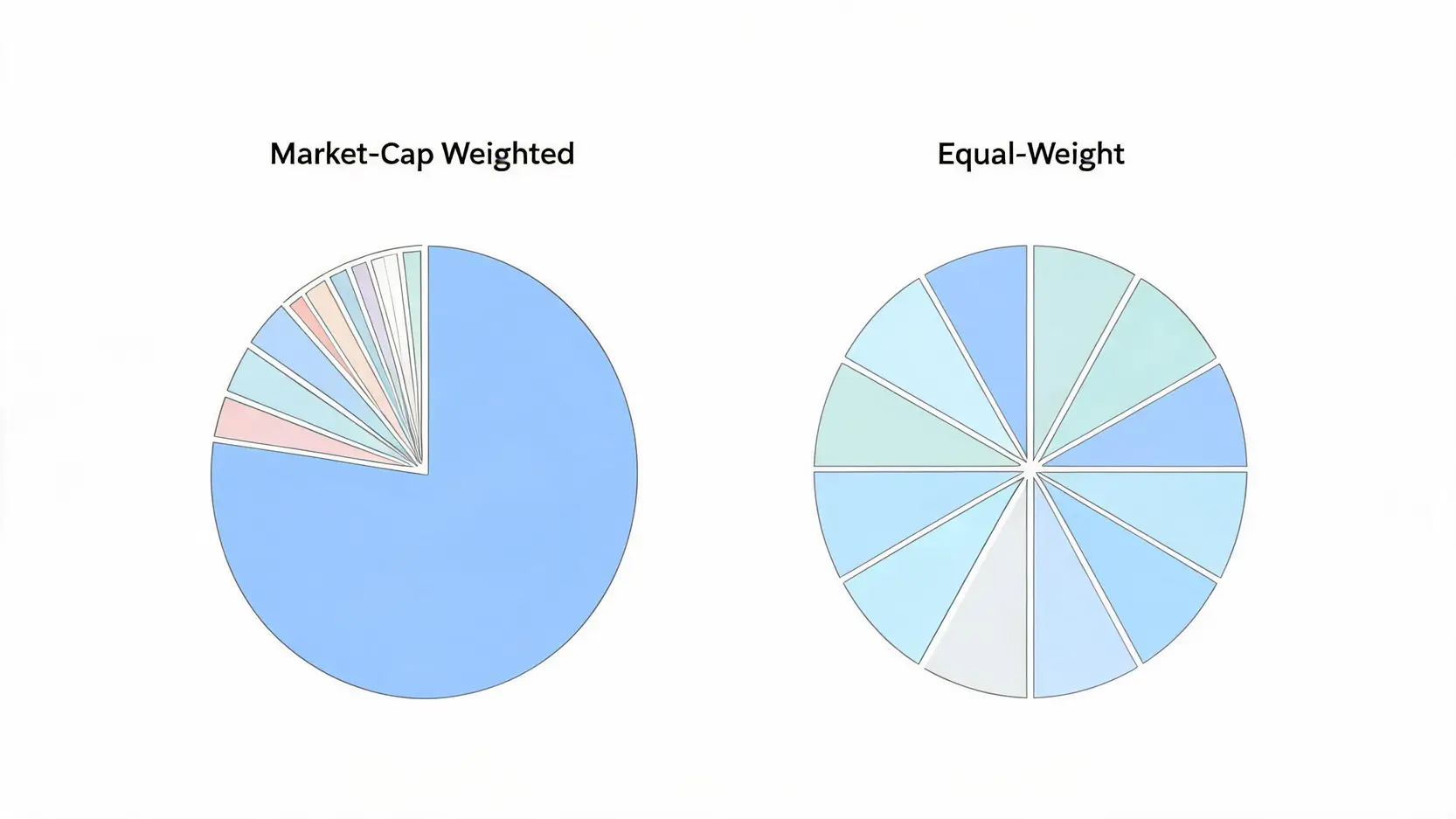Comparison diagram of Market-Cap Weighted vs Equal-Weight indices