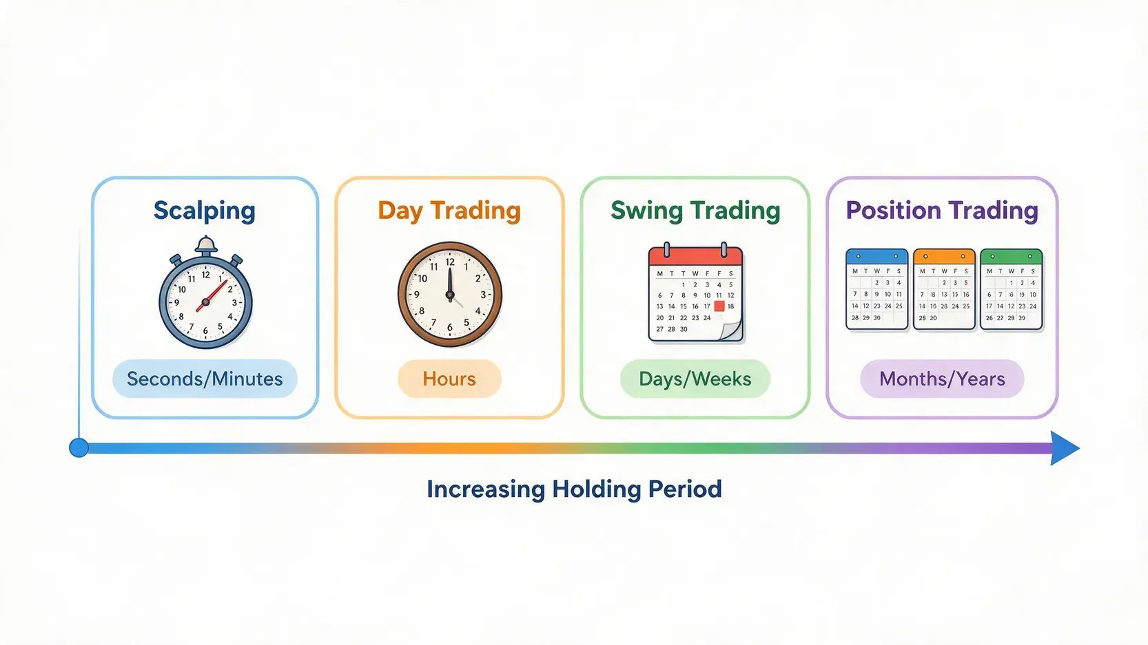 Spectrum of CFD trading strategies based on holding period.
